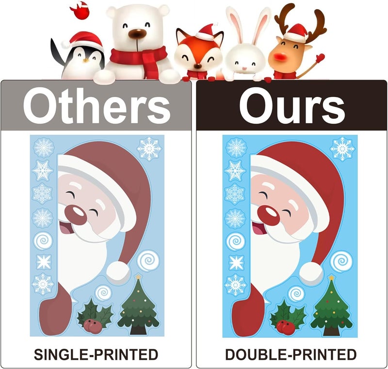 i-Beeboo Christmas Window Clings Double Sided Christmas Window Clings Christmas Window Decorations Winter Decorations Window Snowflakes Decal Xmas Decorations for Glass Windows Home School Office - Image 4